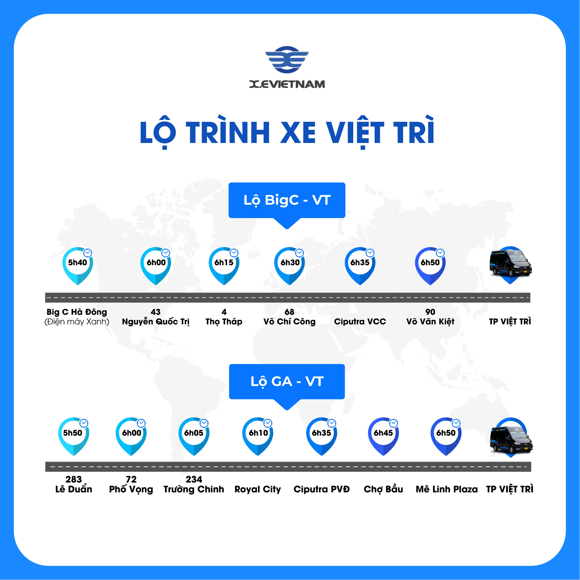 XE LIMOUSINE VIỆT NAM MỞ RỘNG ĐIỂM ĐÓN TRẢ TẠI VIỆT TRÌ VÀ TX PHÚ THỌ