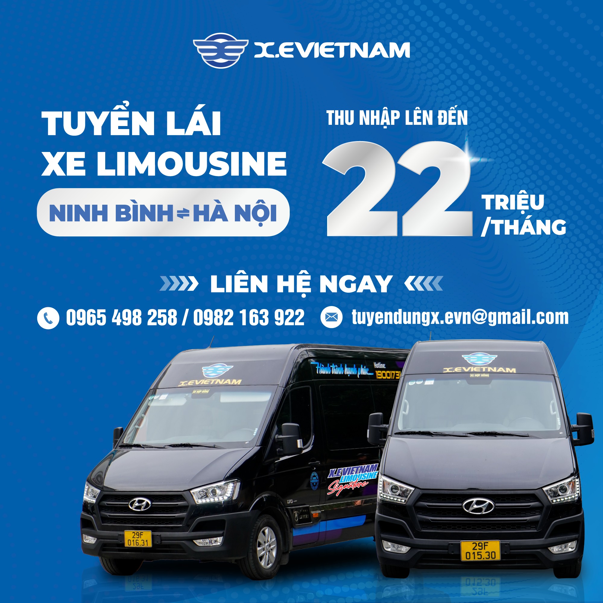 X.E Việt Nam tuyển dụng lái xe limousine tuyến Hà Nội – Ninh Bình